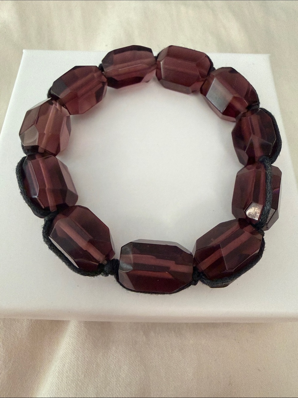 J. Jill Faceted Amber Brown Stretch Beaded Bracelet
